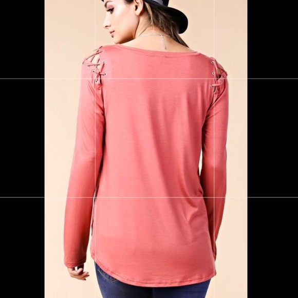 LACE UP SHOULDER DETAILED JERSEY TOP - Picture 3 of 3